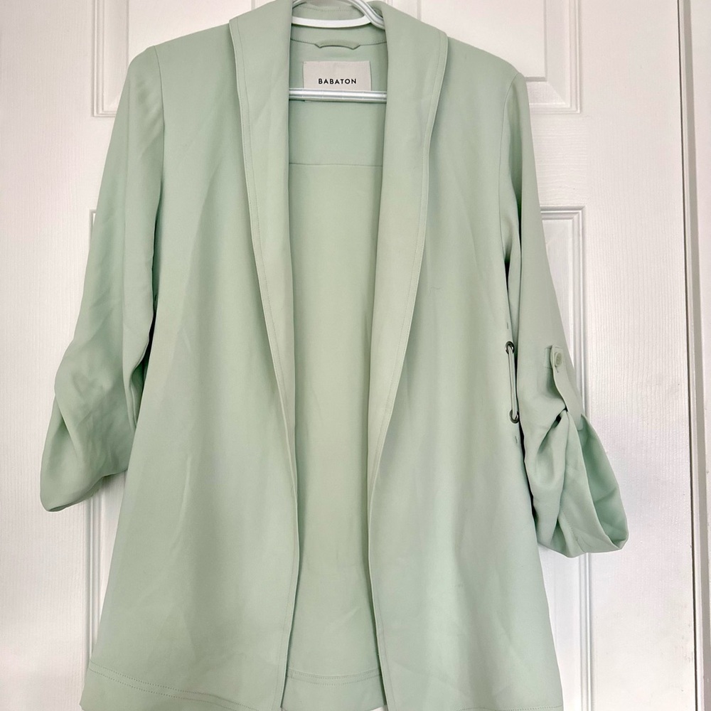 Babaton Green Blazer Relaxed Fit Lightweight